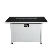 Stylish 43' Rectangular Fire Pit with Smoked Glass and Metal Frame for Outdoor Warmth