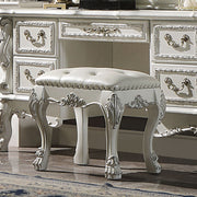 Champagne and Bone White Tufted Vanity Stool