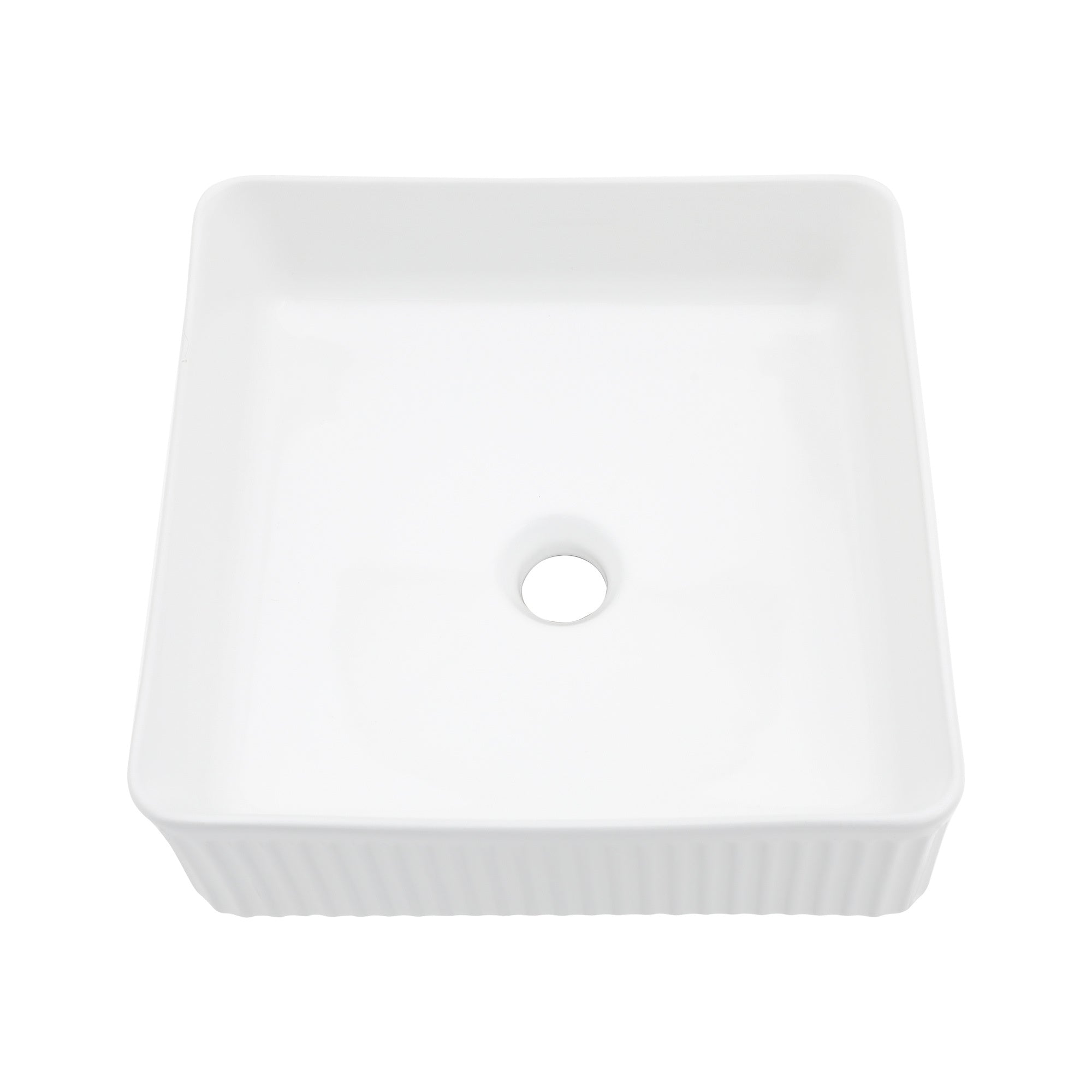 15.69 x 15.69 Inches Modern White Ceramic Square Vessel Bathroom Sink