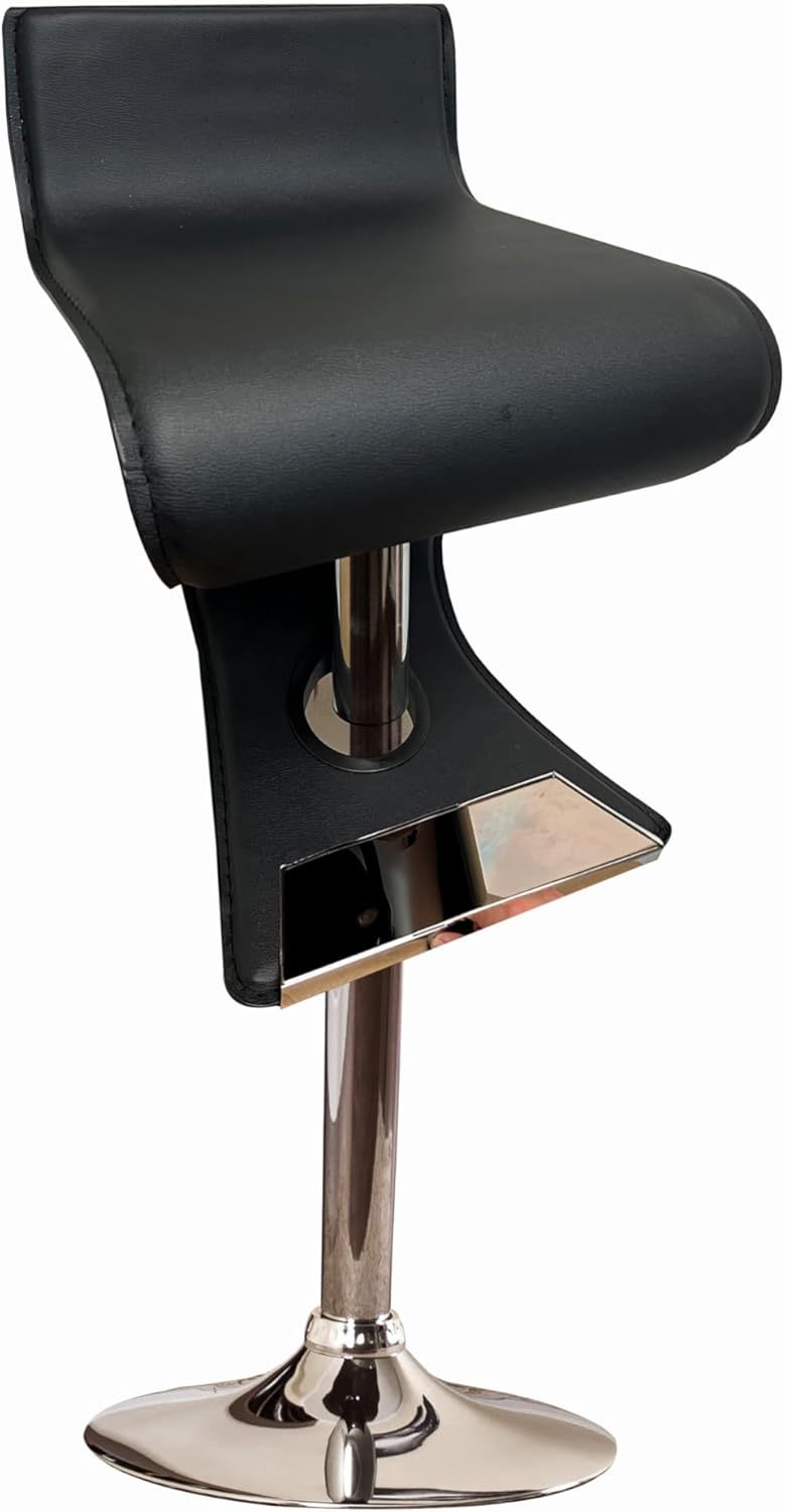 Modern Sleek Bentwood Adjustable Swivel Curved Bar Stool, BLACK Wood