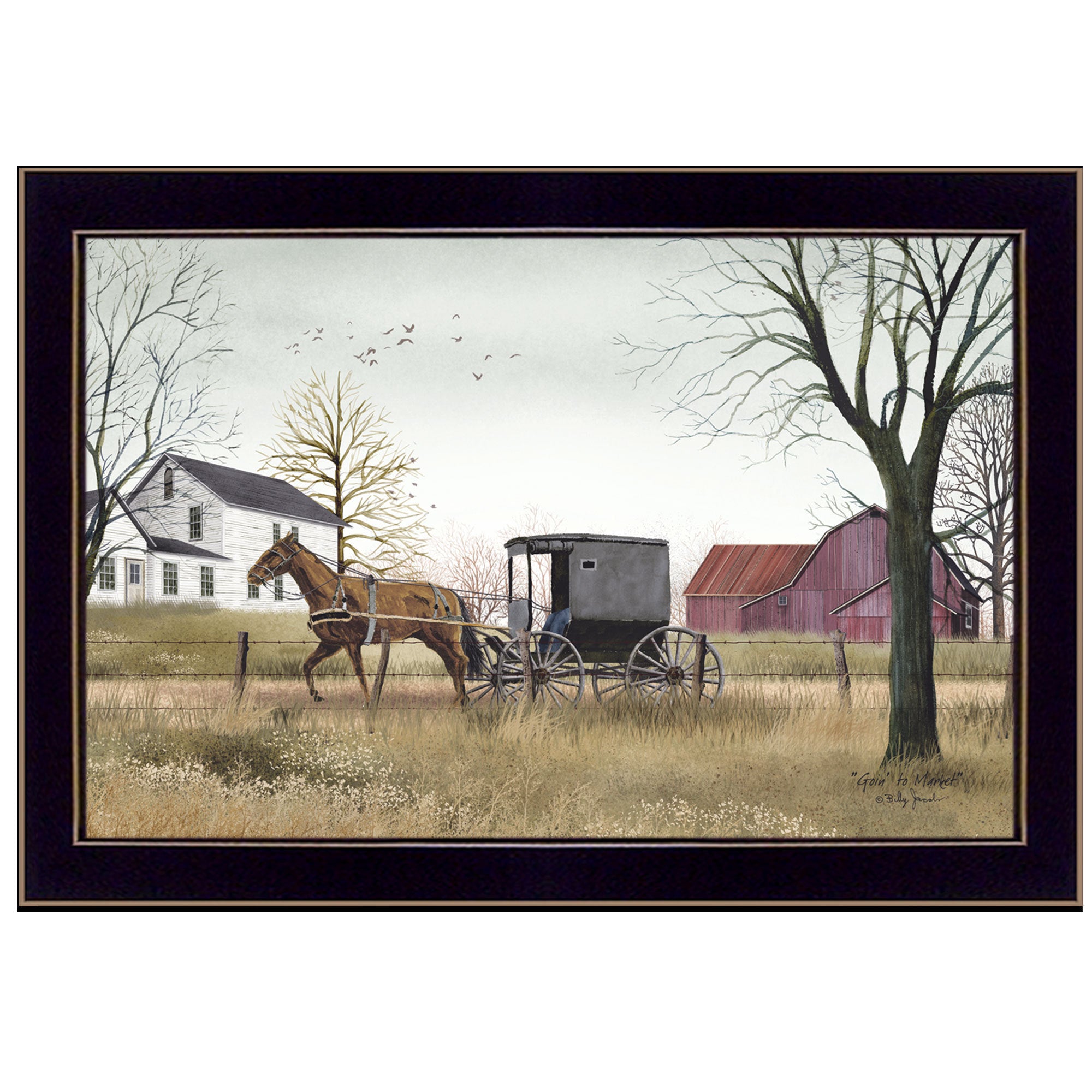 'Goin' to Market' By Billy Jacobs, Printed Wall Art, Ready To Hang Framed Poster, Black Frame