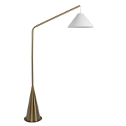 Lisbon Black Floor Lamp with On/Off Switch Coned Base Hanging White Fabric Shade