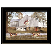 'American Star Quilt Block Barn' by Billy Jacobs, Ready to Hang Framed Print, Black Frame