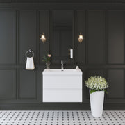 30' Floating Bathroom Vanity with Sink, Modern Wall-Mounted Bathroom Storage Vanity Cabinet with Solid Surface Top Basin and Soft Close Drawers, Glossy White 24V11-30GW