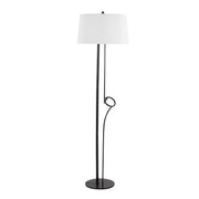 Shadow Contemporary Floor Lamp in Black Steel with White Linen Shade by LumiSource