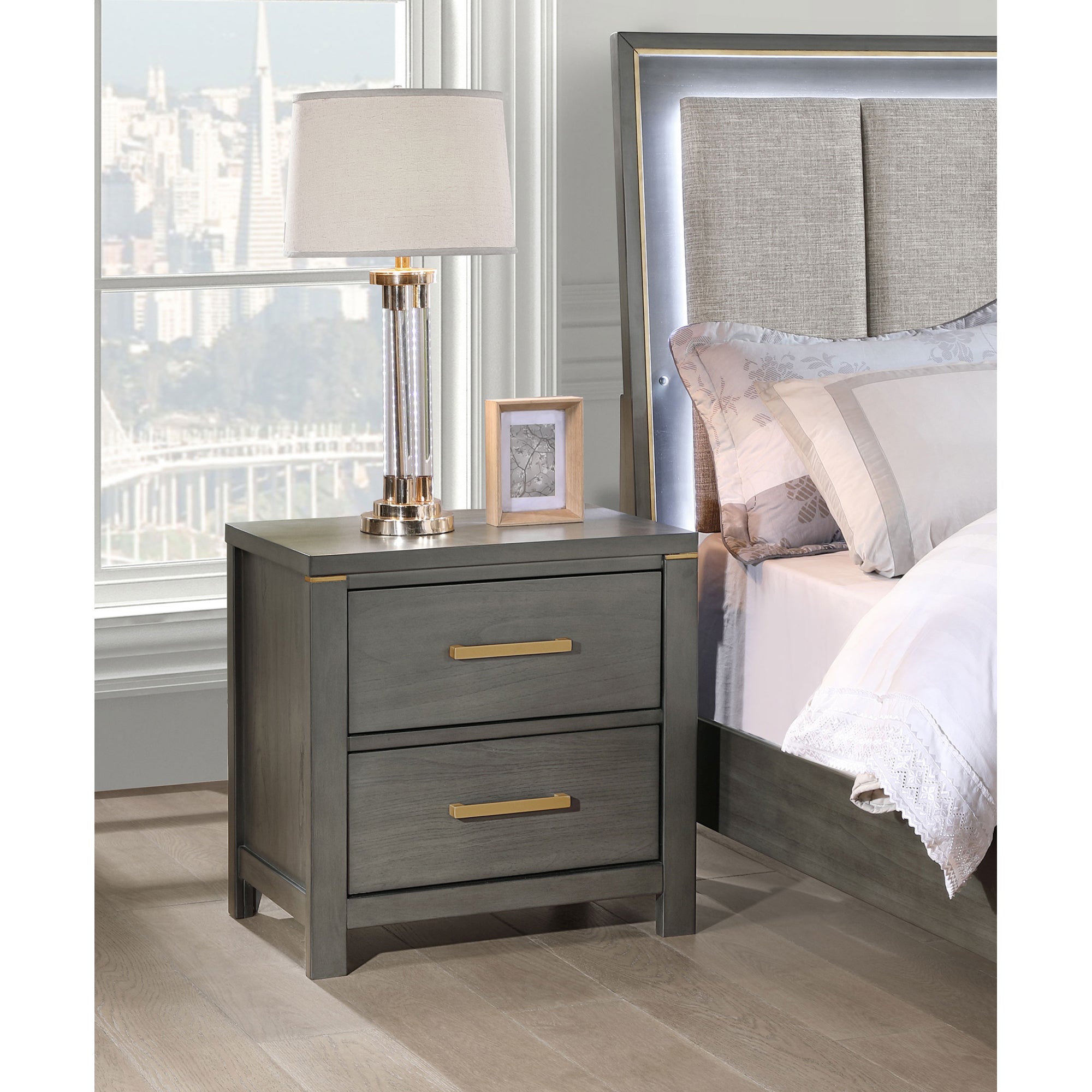 Herndon Grey 2-drawer Nightstand