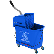 HOMCOM Mop Bucket with Wringer on Wheels for Floor Cleaning, 21 Quart, Separate Dirty and Clean Water, Blue