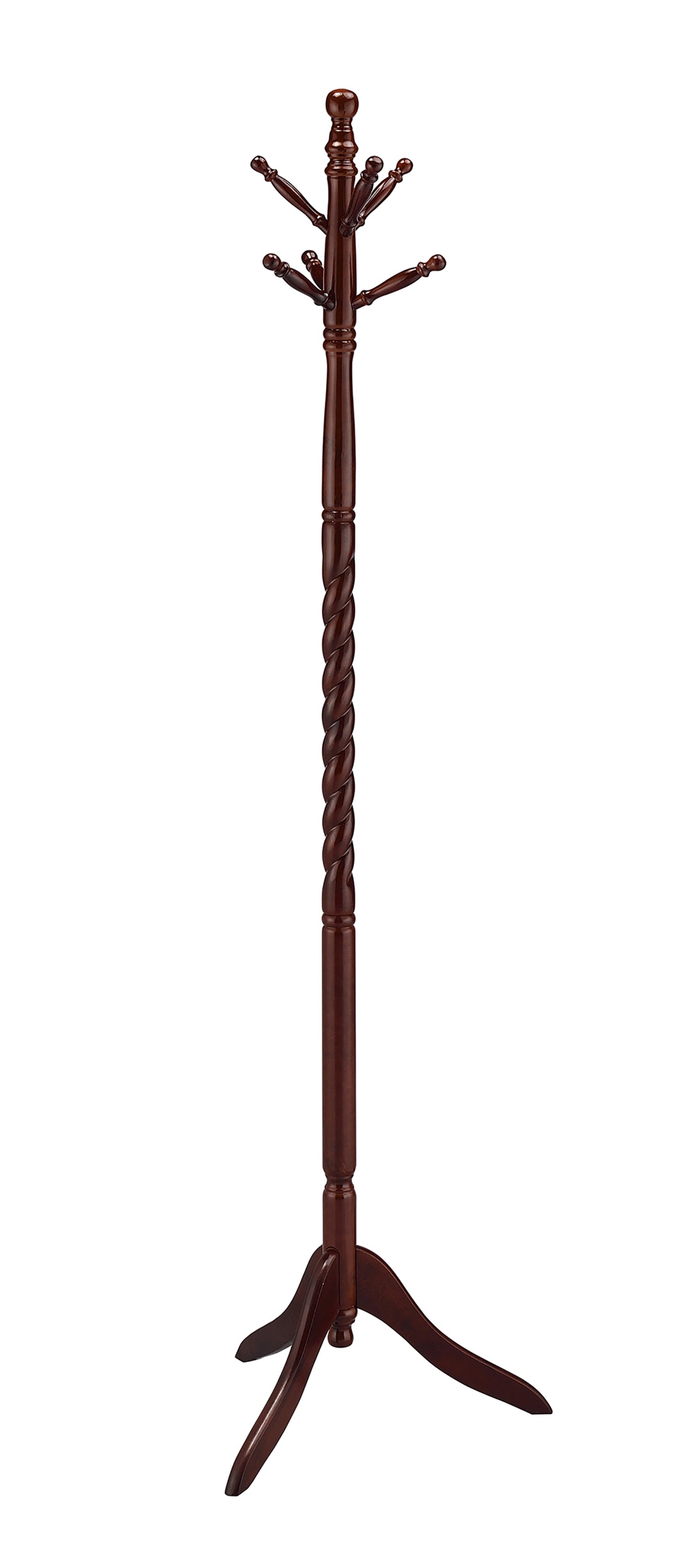 71.5' Tall Wooden Standing Coat Rack' Twist' with Cherry finish