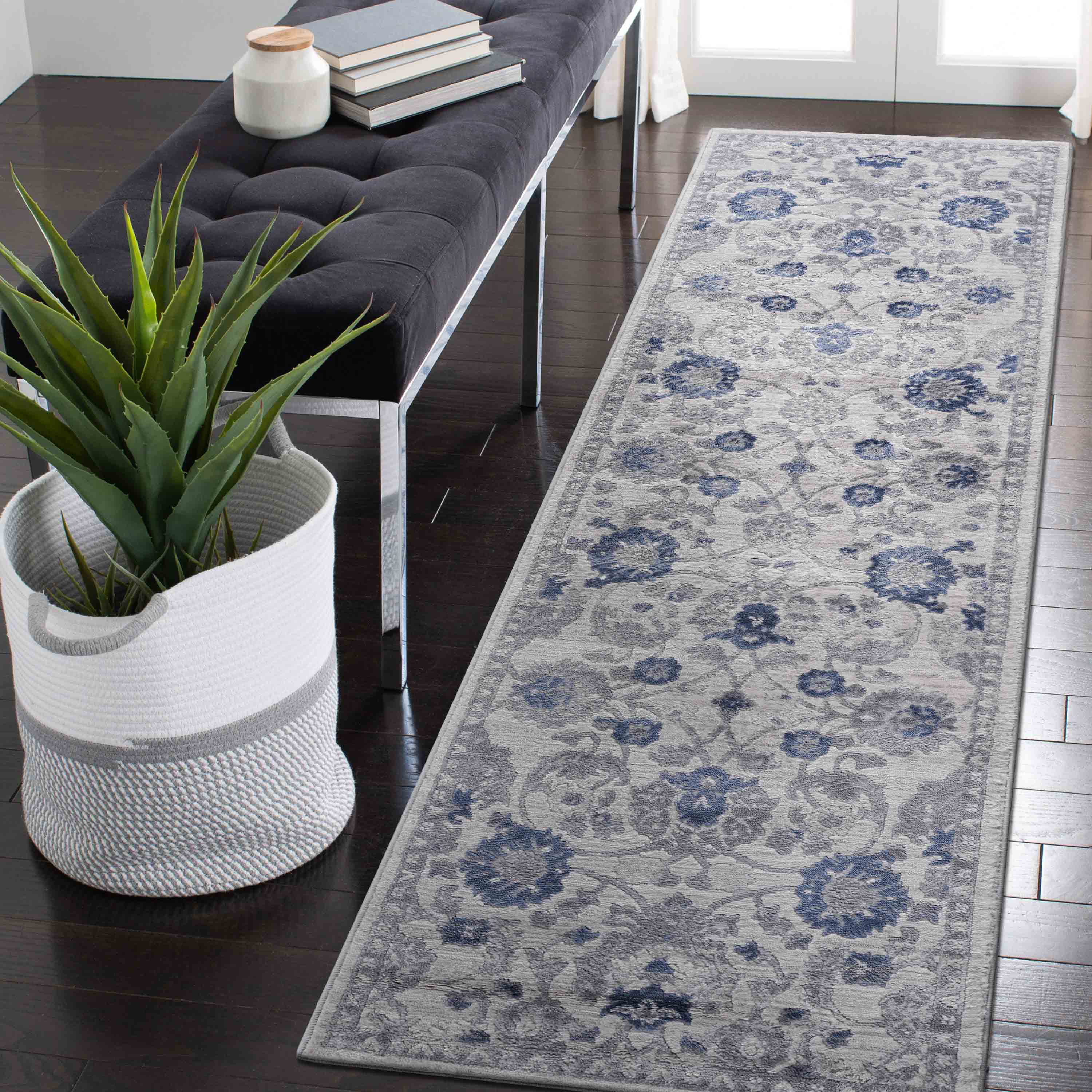 LOOM & LUXE Collection 2X8 Blue/Silver/Oriental Non-Shedding Living Room Bedroom Dining Home Office Stylish and Stain Resistant Area Rug