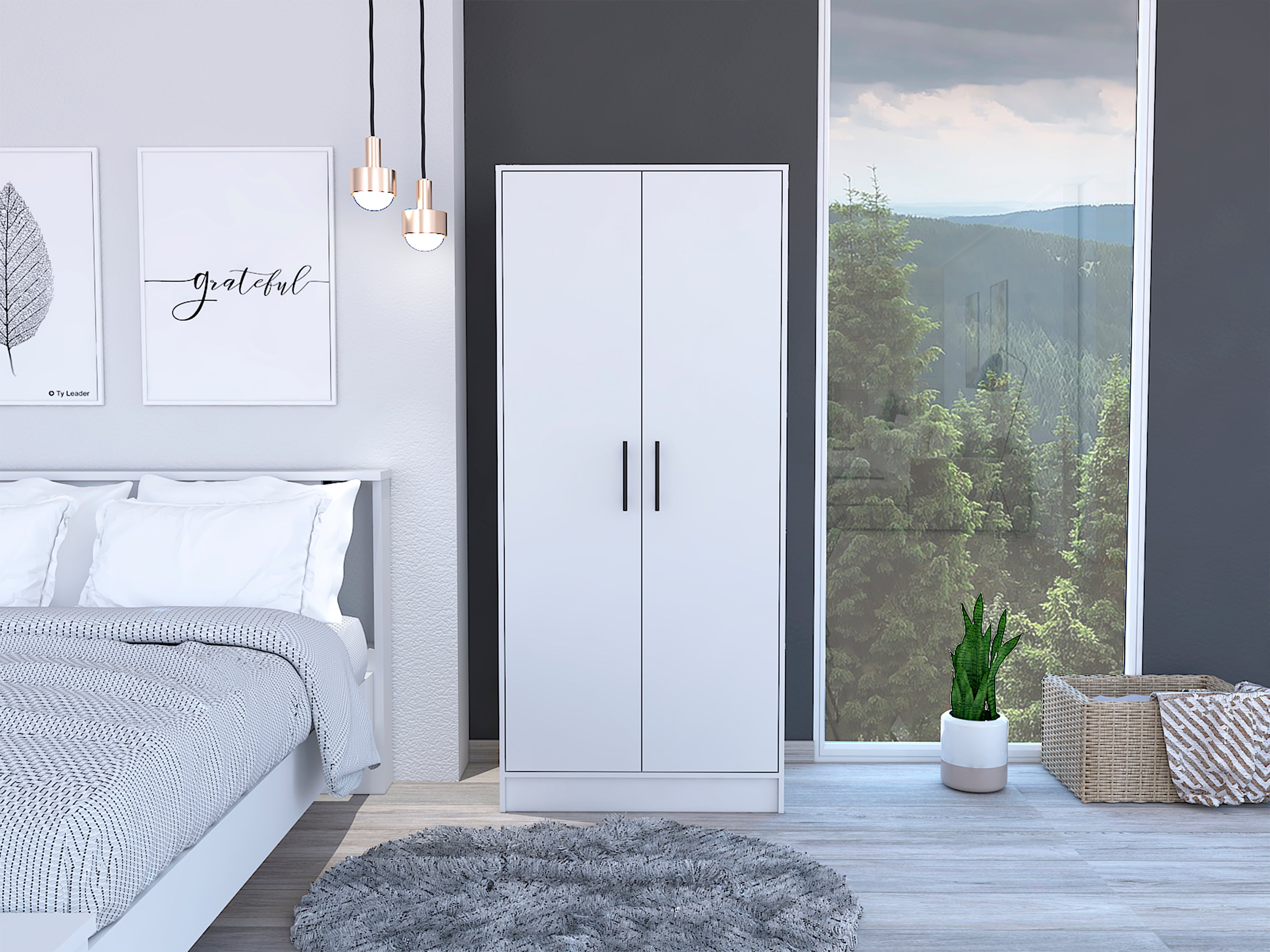 Rio Double Door Armoire, One Cabinet,  Hidden Drawer