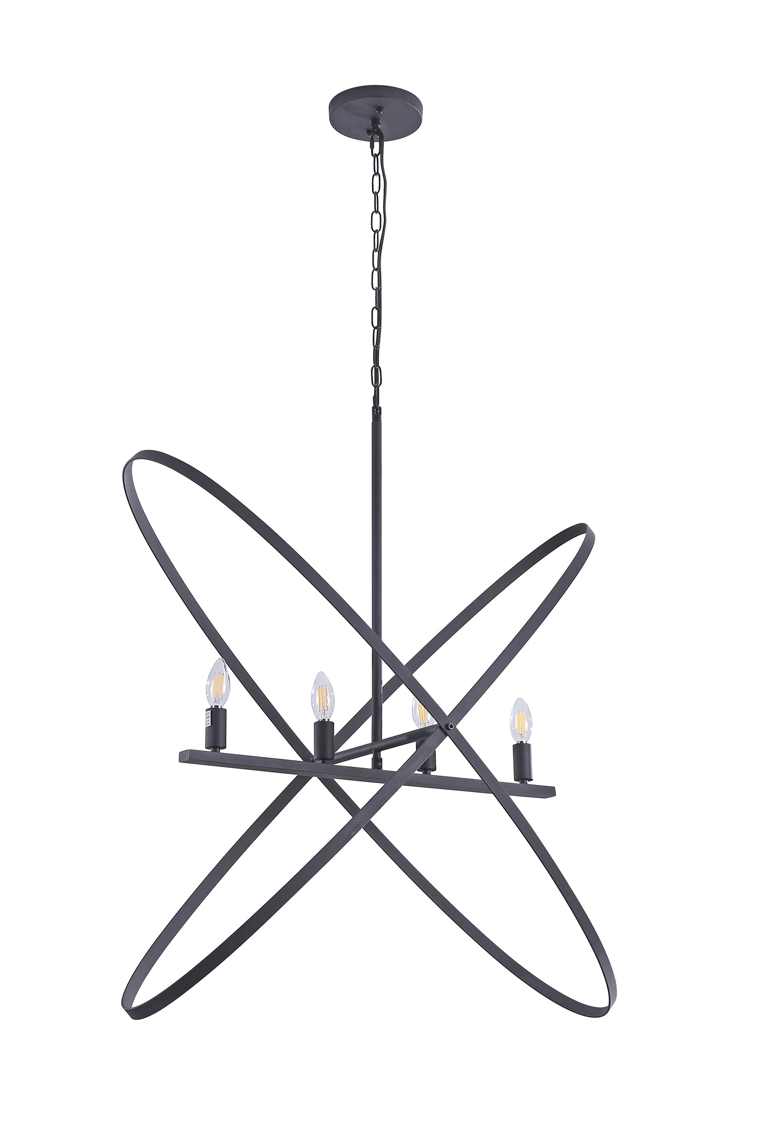 29'L X 15'W X 37.5'H 4 Led Matte Black Atom Brass Metal Pendant