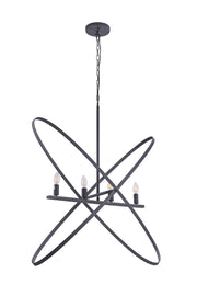 29'L X 15'W X 37.5'H 4 Led Matte Black Atom Brass Metal Pendant