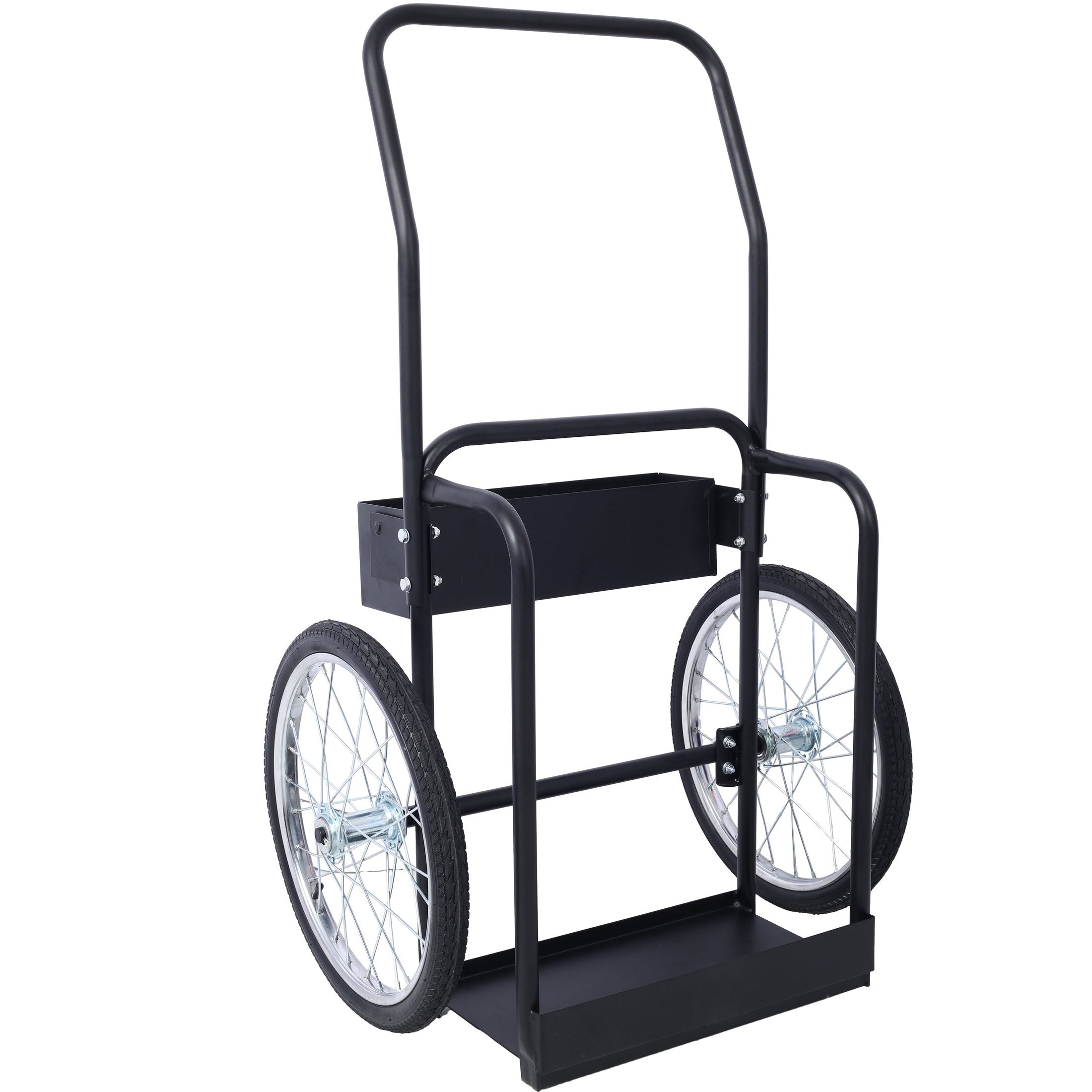 Large Dual Oxygen Tank Cart Dolly Double Cylinder Cart, 20' pneumatic Wheels Includes two fastening belts ,black