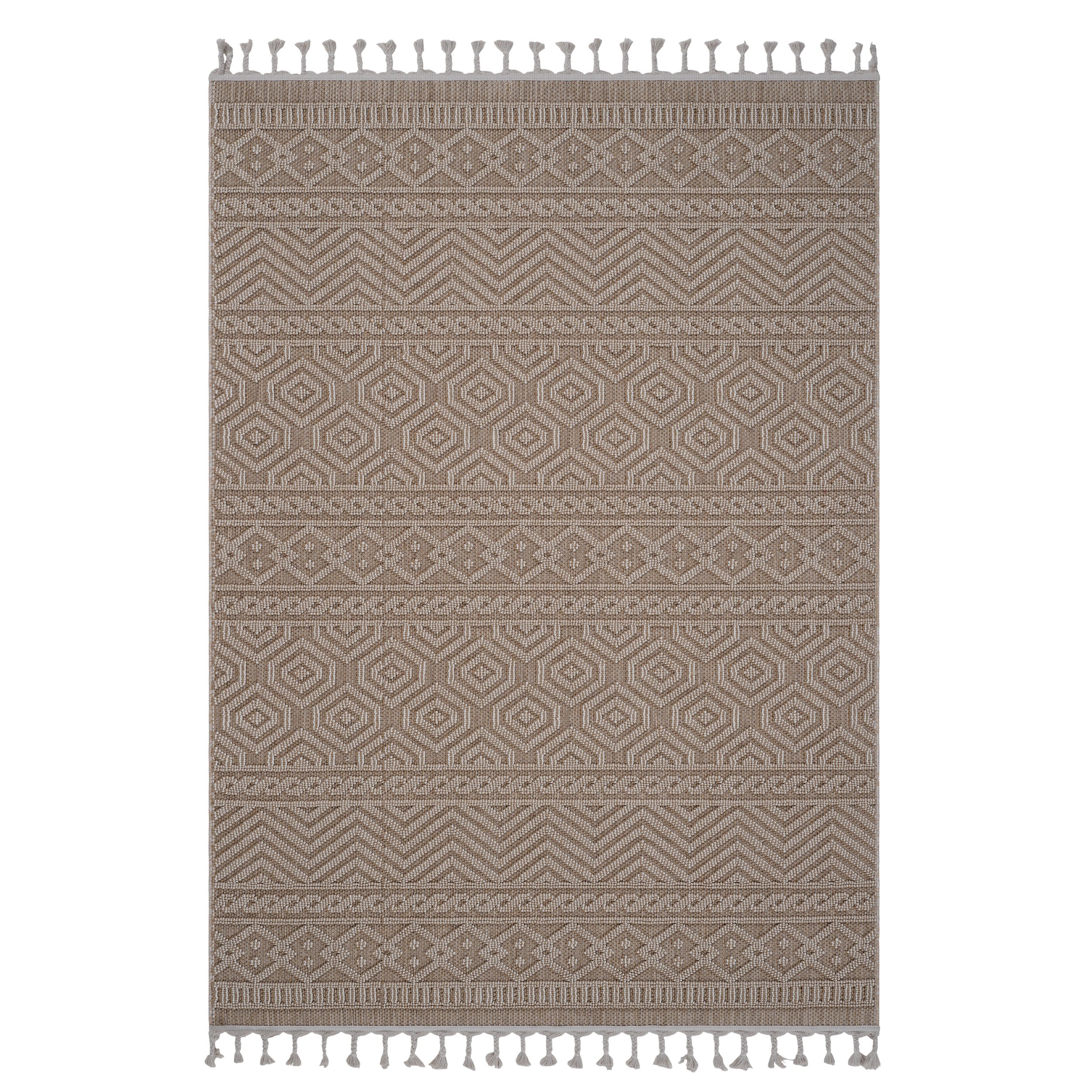 Guros Collection 6X9 Mocha / Geometric Indoor / Outdoor Area Rug