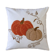 Pumpkin Embroidered Cotton Throw Pillow – Autumn Harvest Accent Cushion