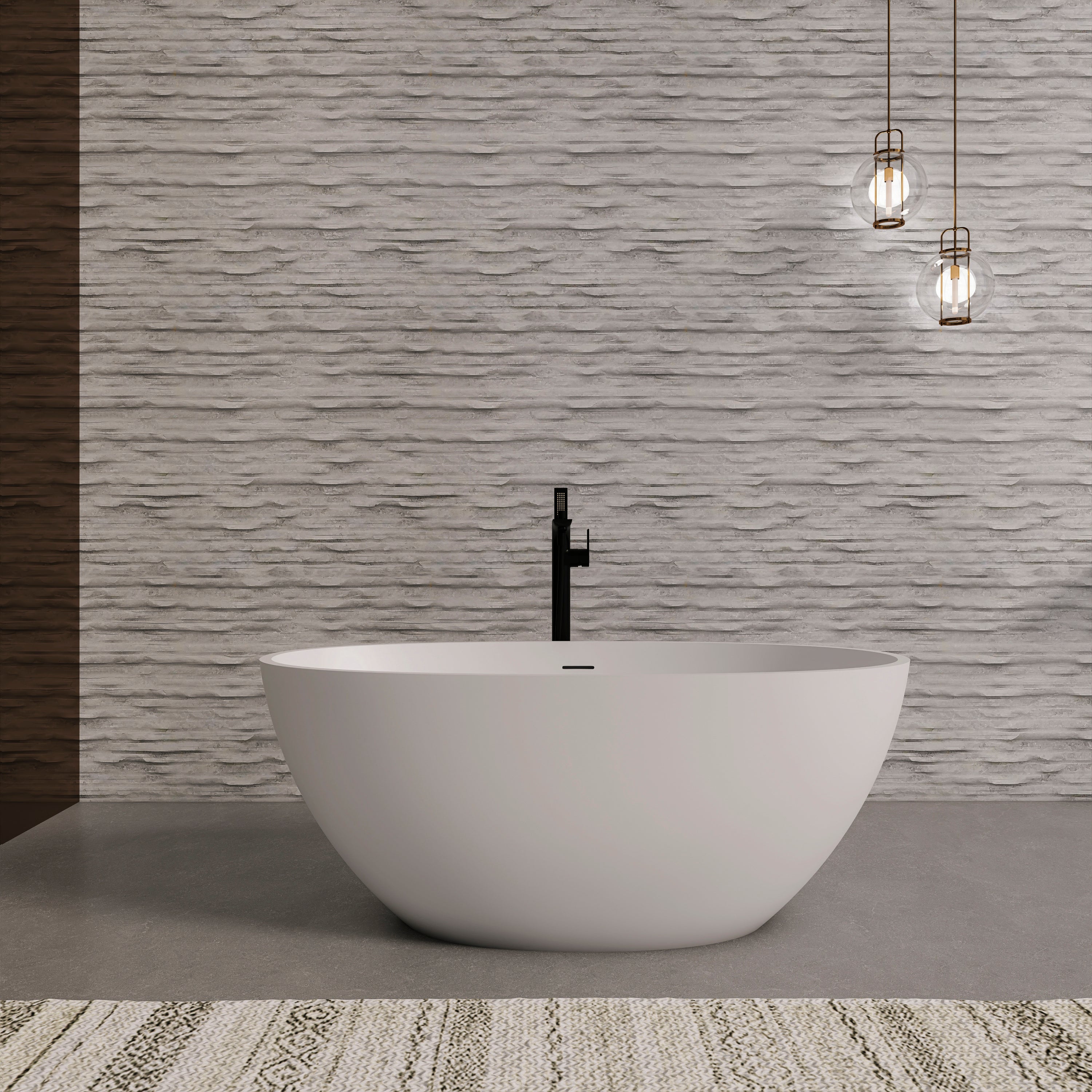 55 inch freestanding solid surface soaking bathtub for bathroom