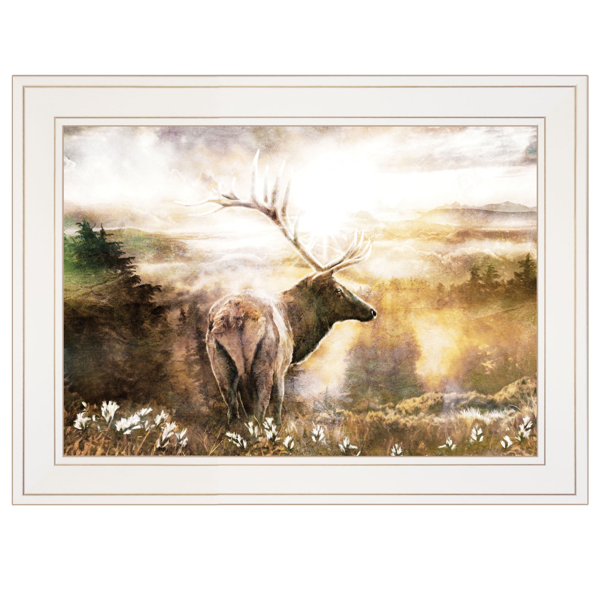 'Heading Home-Elk' by Bluebird Barn, Ready to Hang Framed Print, White Frame