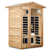 Two Person Far Infrared Old Fir Outdoor Sauna Room with Bluetooth and LED Lighting