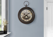Clocks, 18' Round, Wall Clock, Antique Brown, Traditional