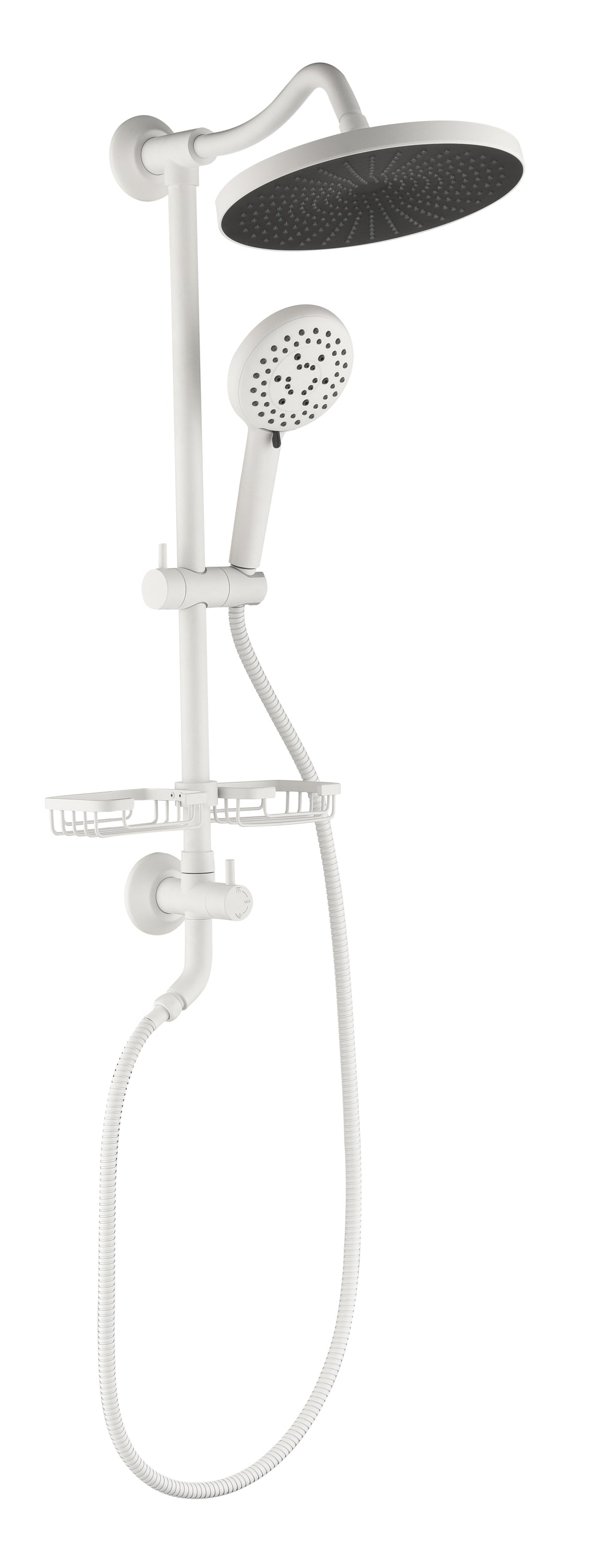 ShowerSpas Shower System, with 10' Rain Showerhead, 4-Function Hand Shower, Adjustable Slide Bar and Soap Dish