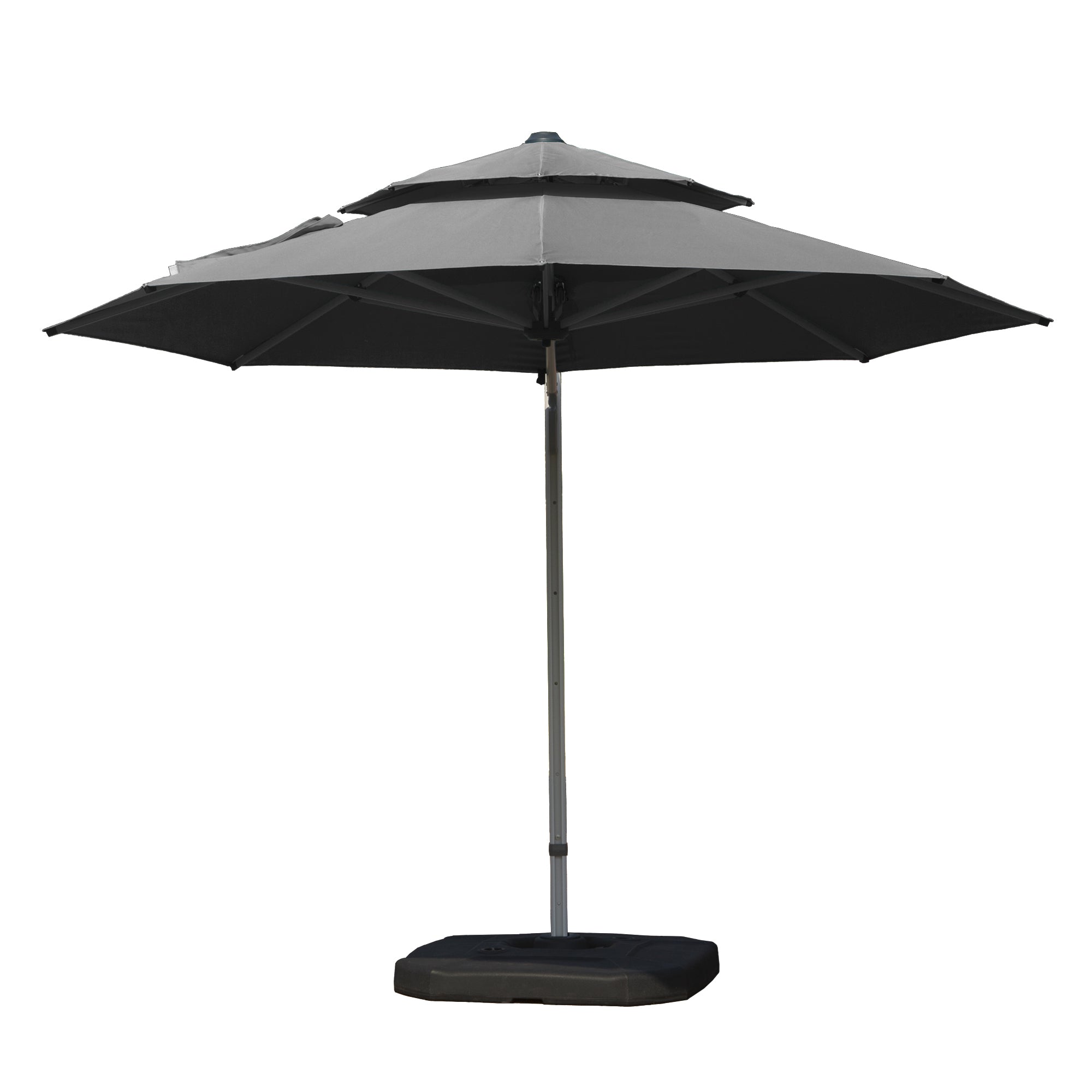 Round Cantilever Umbrella with Center Pole, Gray (Base Not Included)