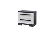 1pc Contemporary 2-Drawer Storage Nightstand Chalk White and Black Finish Wooden Bedroom Furniture