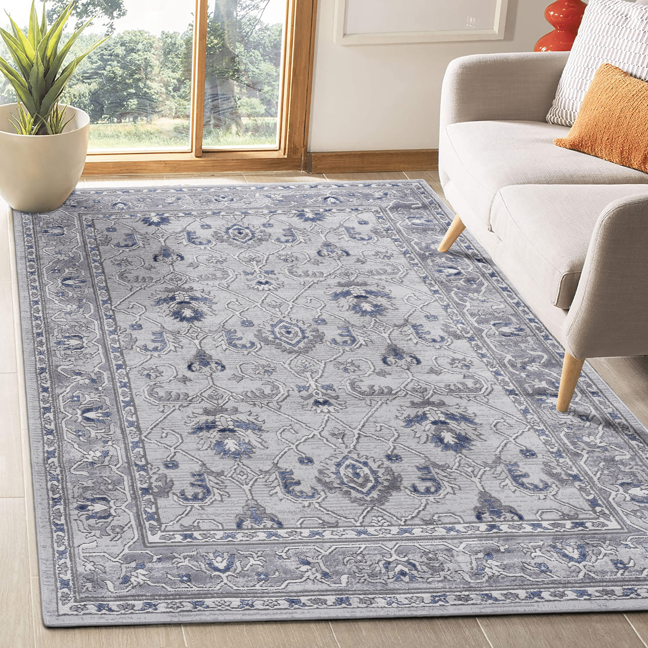 MARFI Collection 6X9 Grey / Blue / Oriental Area Rug