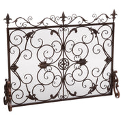 Darcie Wrought Iron Fireplace Screen Gold Finish Ornate Design 44.5 x 9.75 x 35 inches