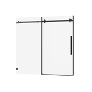 Goodyo Frameless Tub Sliding Shower Door with Easy-clean Coating, Matte Black, 6mm Tempered Glass, 60' W x 58' H