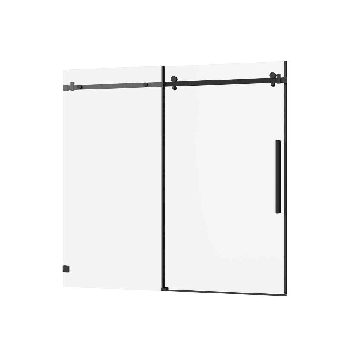 Goodyo Frameless Tub Sliding Shower Door with Easy-clean Coating, Matte Black, 6mm Tempered Glass, 60' W x 58' H