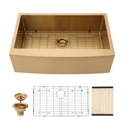 Gold Farmhouse Sink 30 Inch Kitchen Sink Stainless Steel 16 Gauge Apron Front