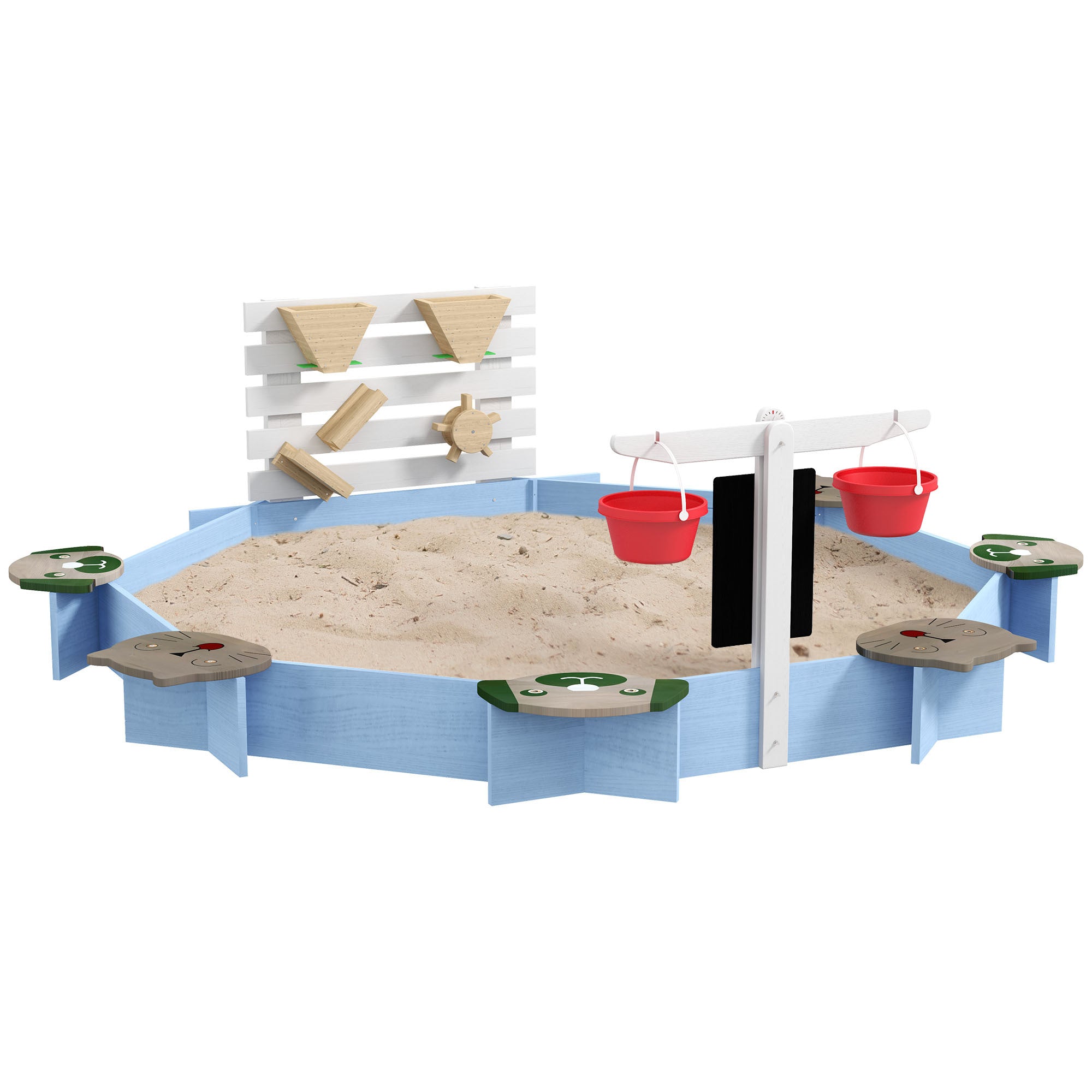 Wooden Sandbox for 3-7 Years, 85' x 85' x 25', Blue