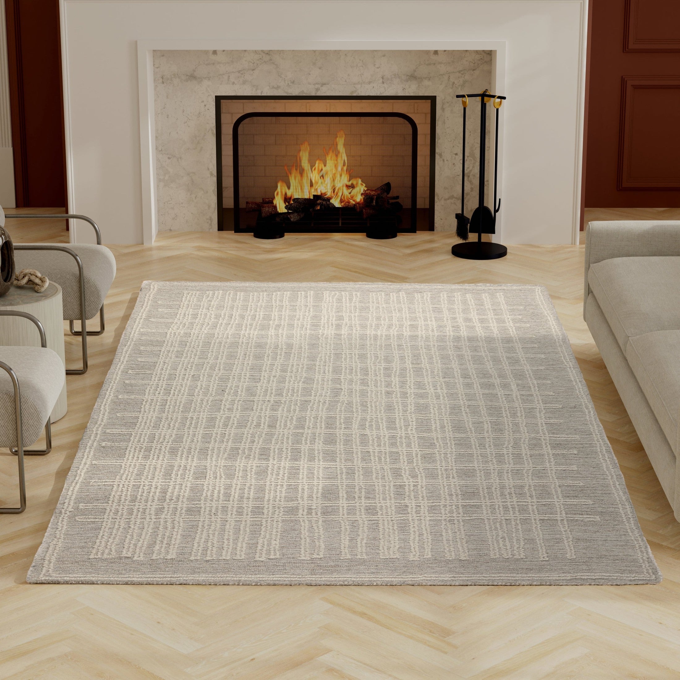 Amari Ivory and Natural Wool Handwoven Area Rug