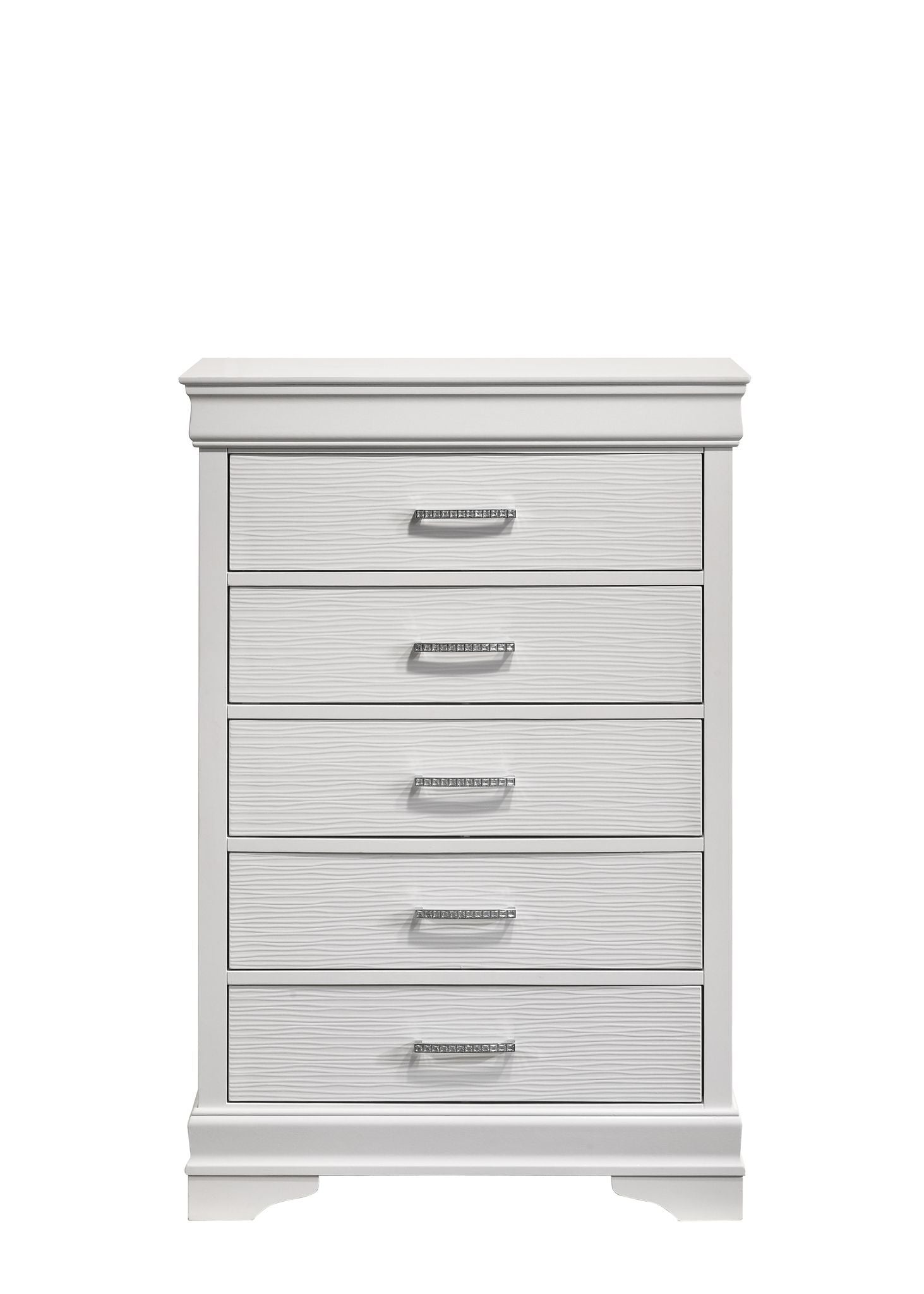 Modern 5 Drawers Chest made with Wood in White