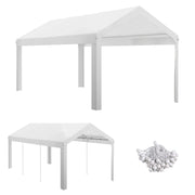 Outsunny 10' x 20' Carport Replacement Top Canopy Cover, UV and Water Resistant Portable Garage Shelter Cover with Ball Bungee Cords, White, Only Cover