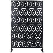 Outdoor & Indoor Privacy Screen Metal Privacy Screen 76' H×48' W, Freestanding Decorative Privacy Screen for Deck Balcony Patio, Black Steel