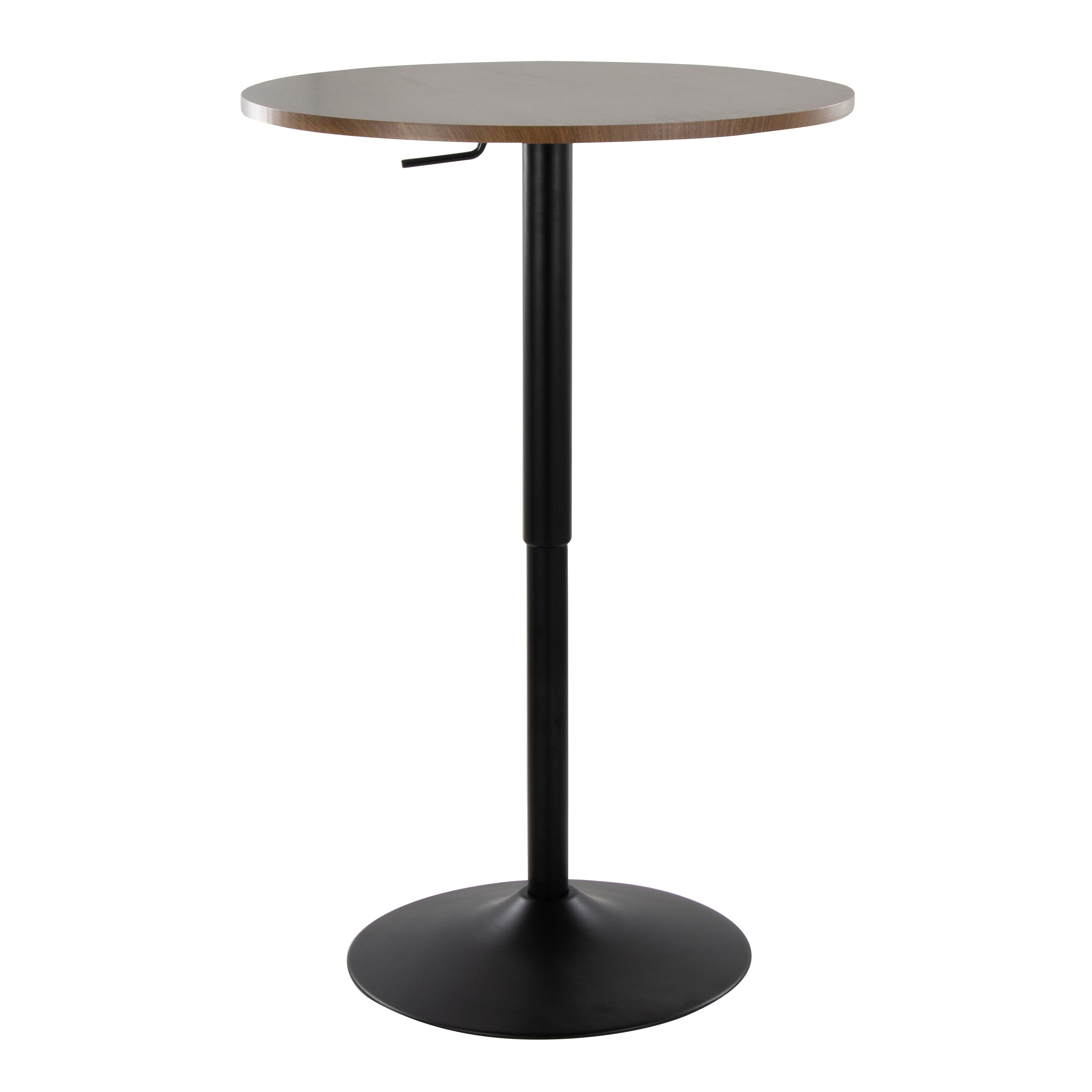 Elia Contemporary Adjustable Bar Table in Black Metal and Walnut Wood Top by LumiSource