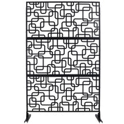 Outdoor & Indoor Privacy Screen Metal Privacy Screen 76' H×48' W, Freestanding Decorative Privacy Screen for Deck Balcony Patio, Privacy Fence Panels for Outside Lawn Garden PS114 BLACK, LIGHT