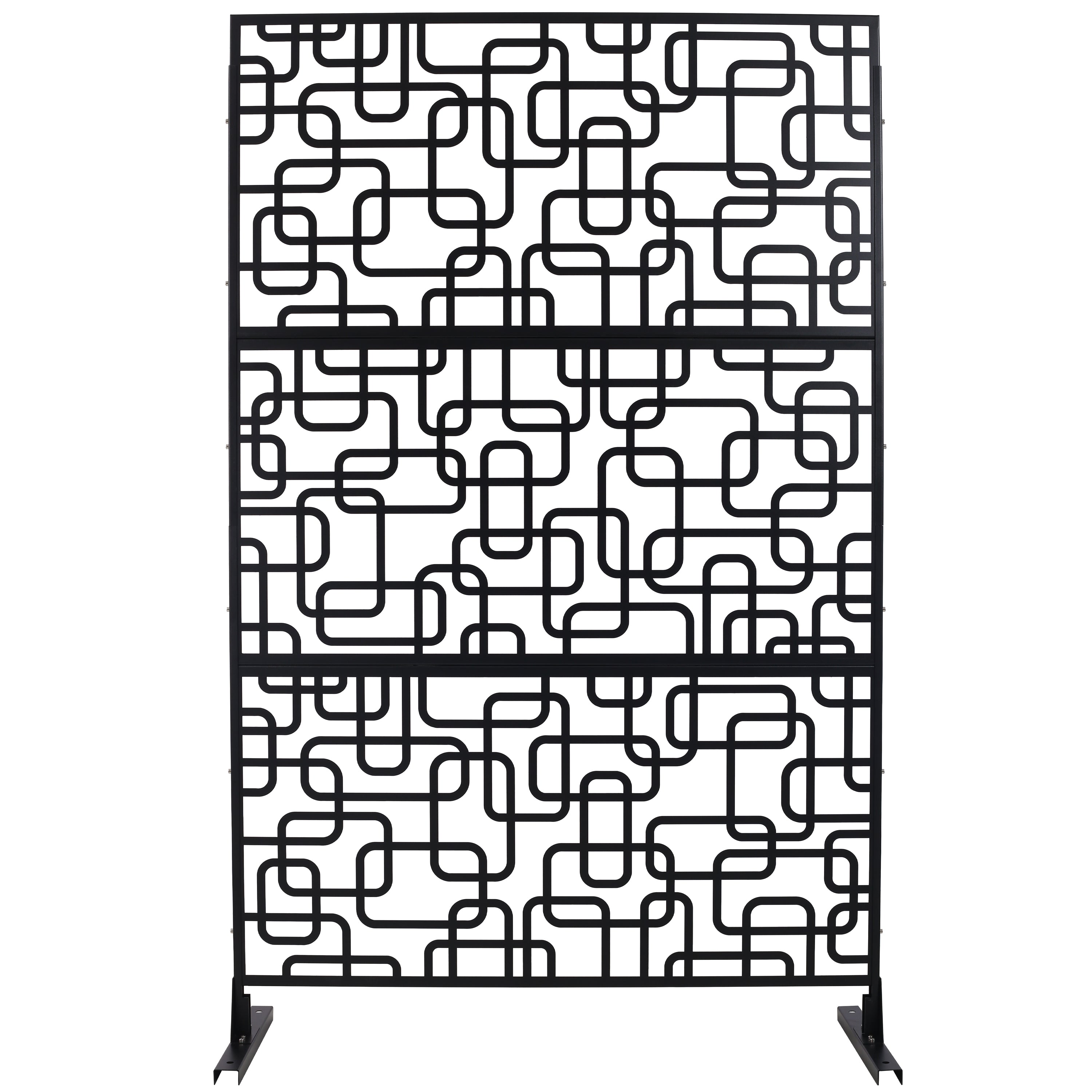 Outdoor & Indoor Privacy Screen Metal Privacy Screen 76' H×48' W, Freestanding Decorative Privacy Screen for Deck Balcony Patio, Privacy Fence Panels for Outside Lawn Garden PS114 BLACK, LIGHT