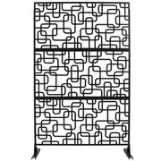 Outdoor & Indoor Privacy Screen Metal Privacy Screen 76' H×48' W, Freestanding Decorative Privacy Screen for Deck Balcony Patio, Privacy Fence Panels for Outside Lawn Garden PS114 BLACK