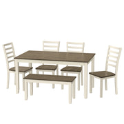 Brown And White 6 Piece Dining Table Set