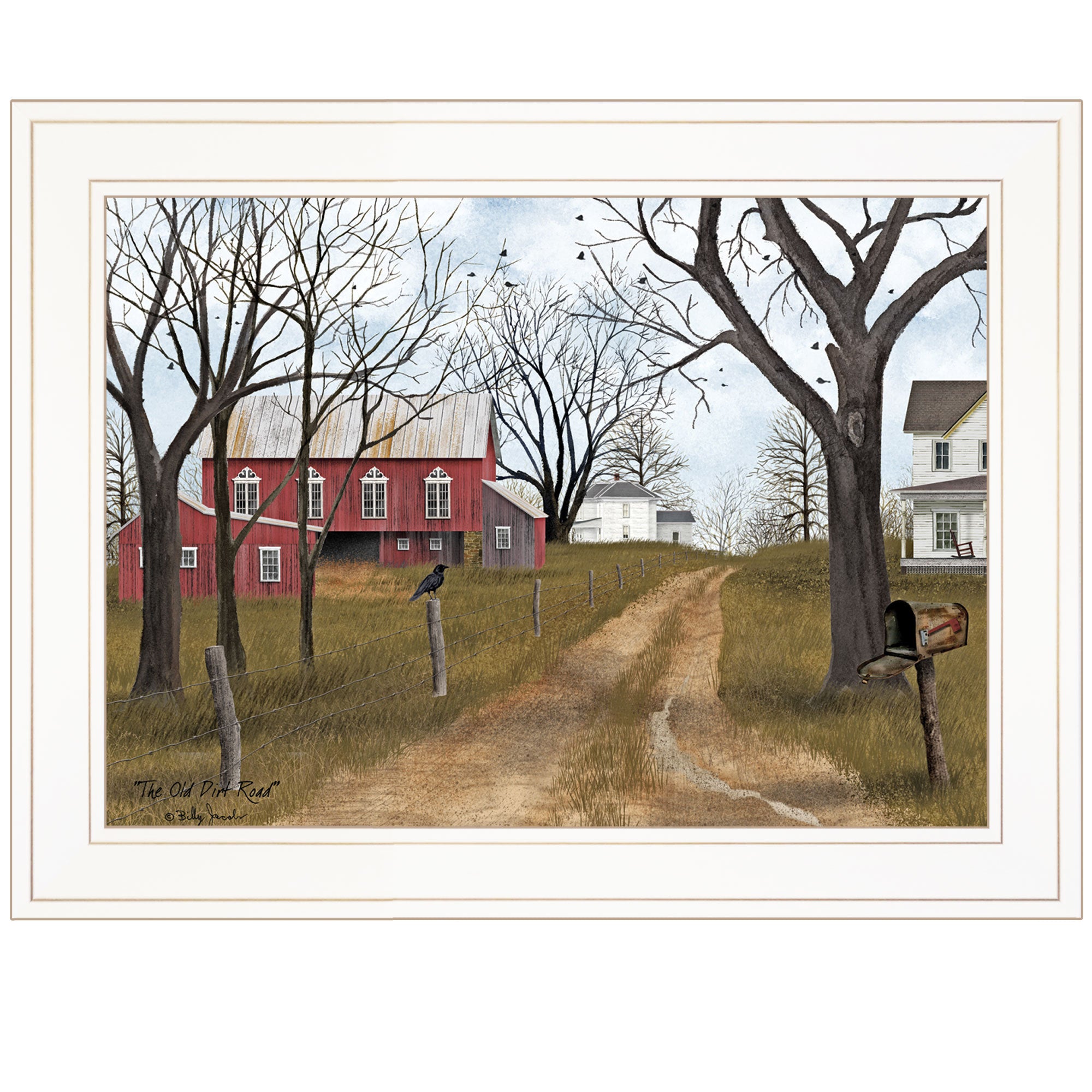 'The Old Dirt Road' By Billy Jacobs, Ready to Hang Framed Print, White Frame