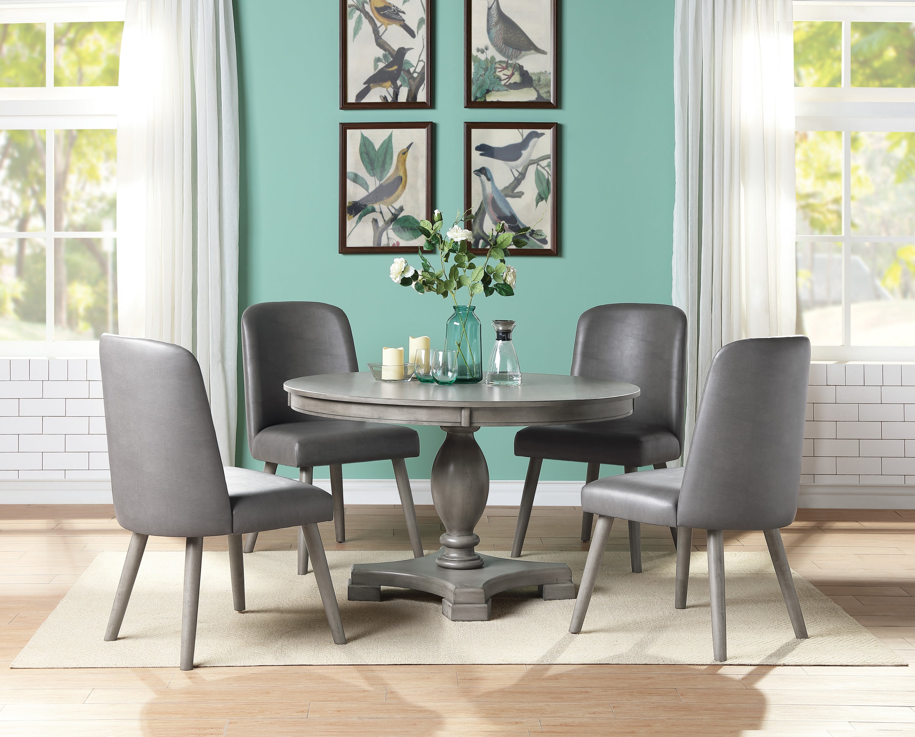 Waylon Gray Oak Finish 5PCs Dining Room Set