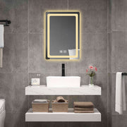 27 in. H LED Single Bathroom Vanity Mirror in Polished Crystal Bathroom Vanity LED Mirror for Bathroom Wall Smart Lighted Vanity Mirrors