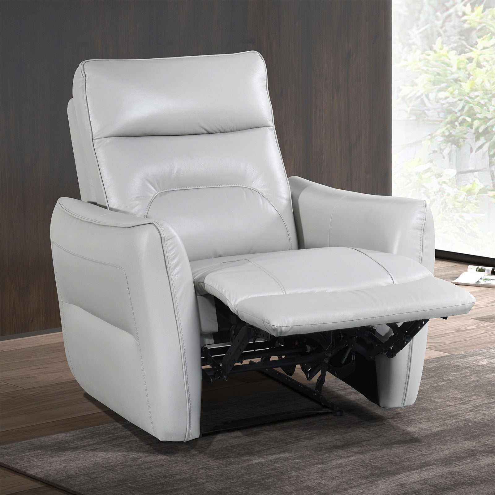 Contemporary Style Power Recliner Flare Welt Trim Arms Single Power Taupe Finish Primary Living Room
