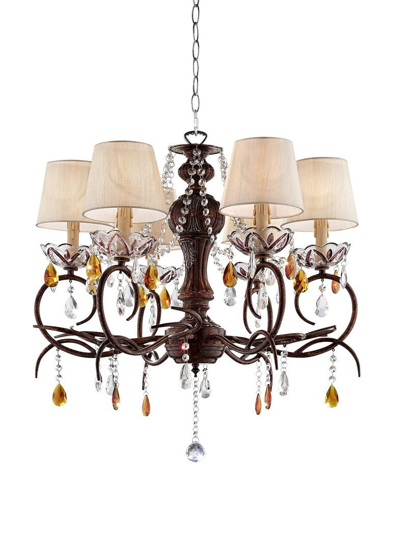 27' Tall Metal Ceiling Lamp 'Magnolia' with Bronze finish and Crystal Accents