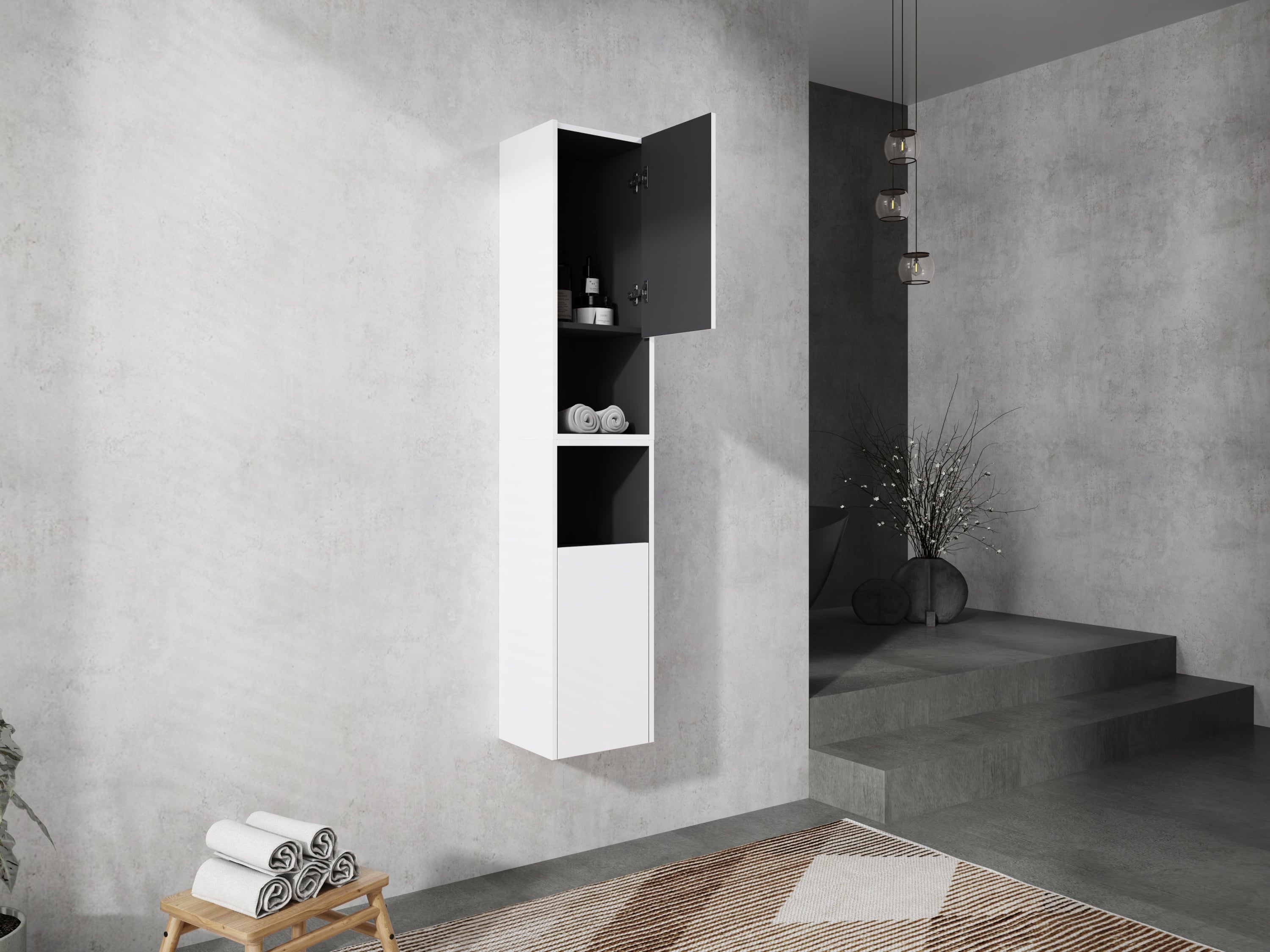 12' Bathroom Side Cabinet,2-Soft Close Doors,Float Mounting Design,12*2(KD-Packing)