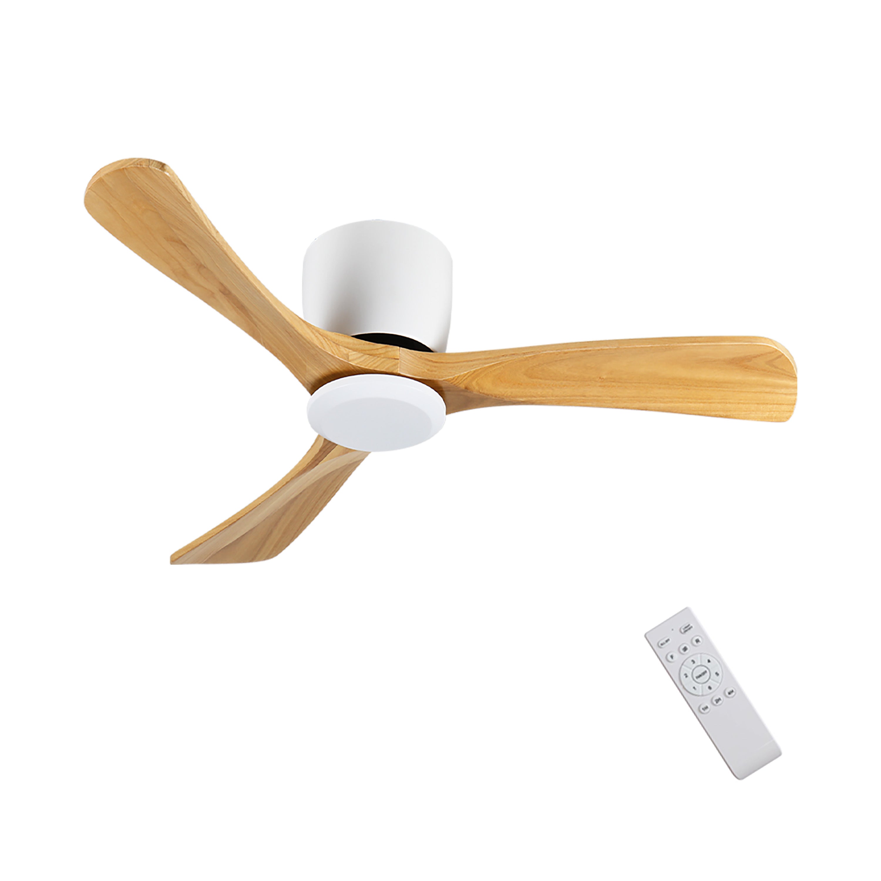 52 Inch Ceiling Fan no light with Remote Control, Low Profile Flush Mount Ceiling Fan without Light,Noiseless Reversible DC Motor with Timer