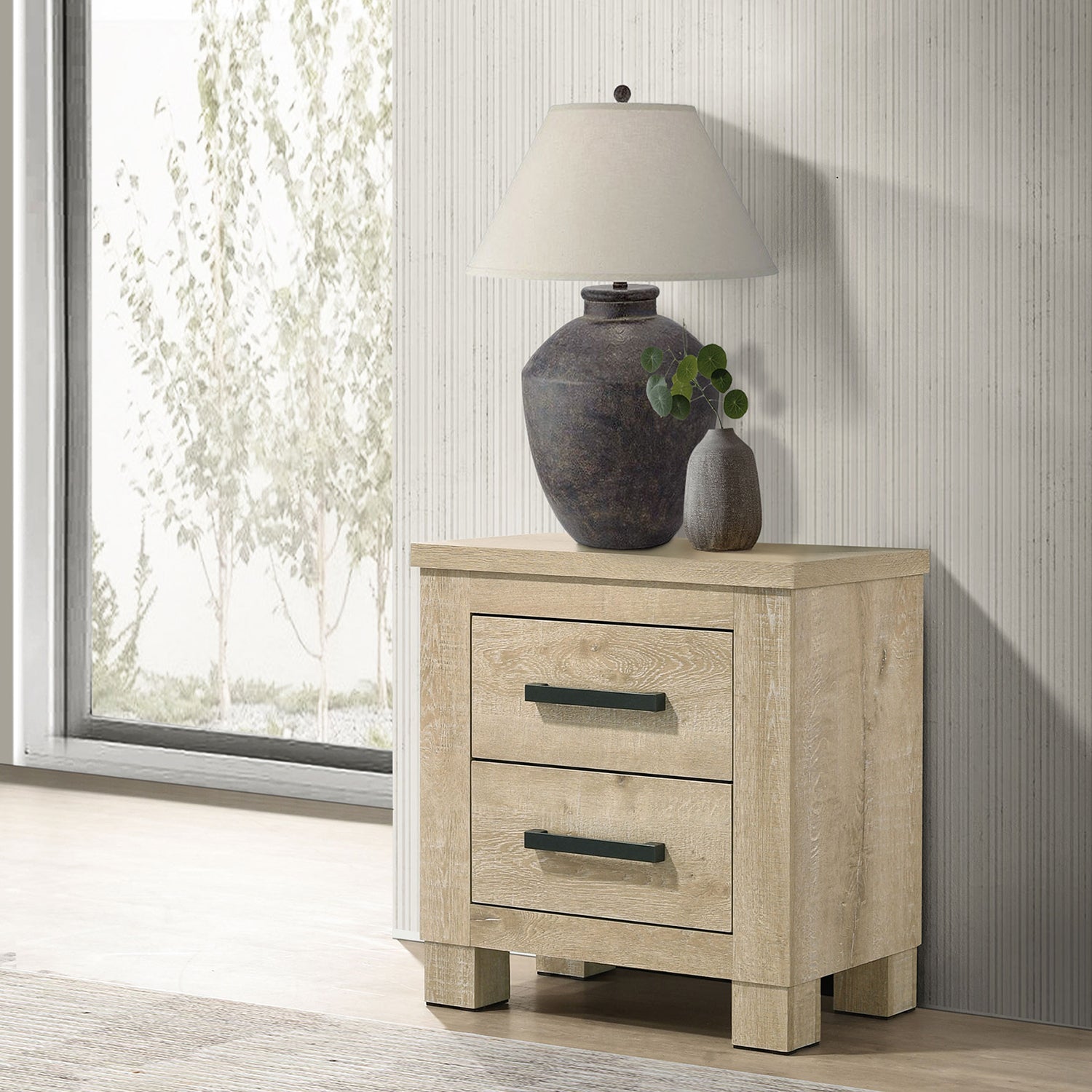 Sansome Weathered Oak 2-drawer Nightstand Bedside Table