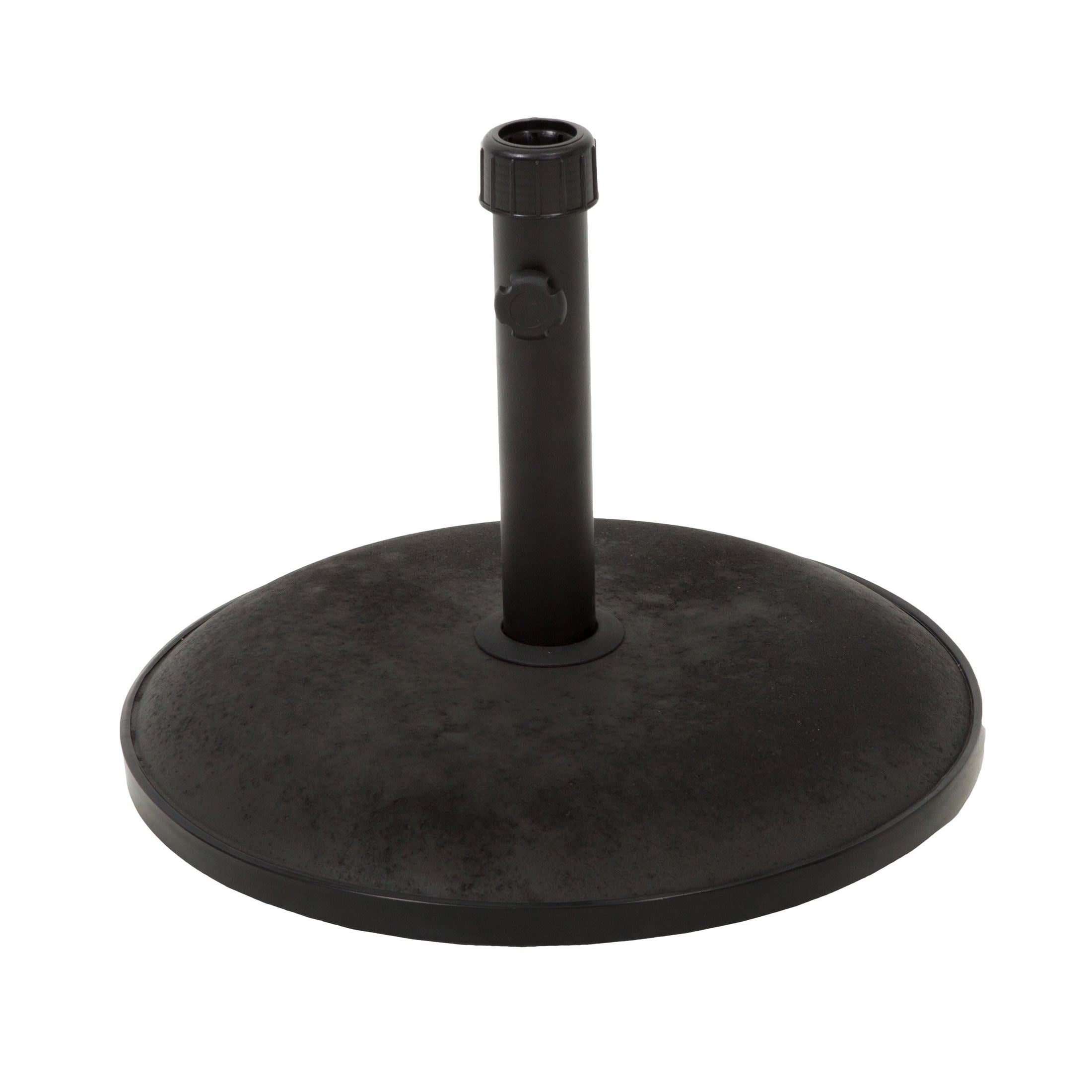 Stylish Concrete Umbrella Base with Iron Support Pole, Black Finish, 17.72 Inch Diameter